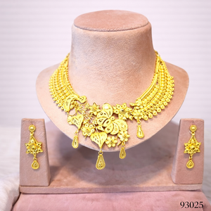 MOLL JEWELLERS Parure de collier de mariée de luxe en alliage doré 24K avec zircon, certifiée par un tiers, à pampilles superposées - Product Image 1