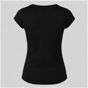 <b>Womens</b> <b>Black</b> Scoop Neck Cap Sleeve Slim Fit Plain T <b>Shirt</b> WTS-0012 - Product Image 2