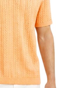 Manufacturer Mens <b>Orange</b> Knitted <b>Polo</b> Shirt Short Sleeve Cable Knit Summer Casual Slim Fit Top OEM ODM Wholesale Manufacturer - Product Image 6