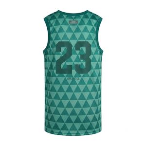 Camiseta de baloncesto personalizada para hombre, sin mangas, cuello redondo, estampado triangular, malla antibacteriana, transpirable, ropa deportiva. - Product Image 2