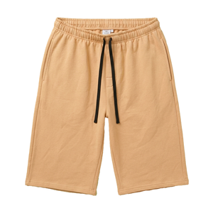 Pantalones Cortos Deportivos para Hombre, Color Camel Claro, Algodón y Poliéster, Cintura Media, Cordón Ajustable, Transpirables, Secado Rápido, Bolsillos, Estilo Capri, Color Sólido - Product Image 3