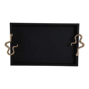 Elegante Bandeja de Servicio Multifuncional de Resina Negra Estilo Art Deco para Bodas con Diseño Floral - Product Image 1