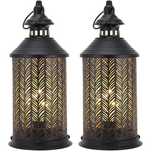 Farol de vela de metal negro estilo vintage hecho a mano, lámpara colgante de hierro vintage para jardín, decoración para interiores, exteriores, hogar y bodas. - Product Image 5