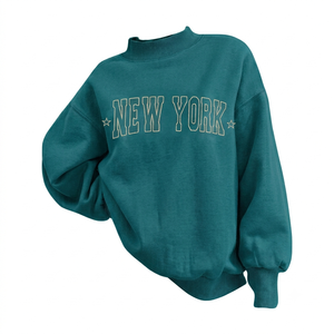 Women Oversized Cotton <b>Mock</b> <b>Neck</b> Sweatshirt Custom Digital Printed Winter <b>Top</b> Drop Shoulder Style OEM - Product Image 1