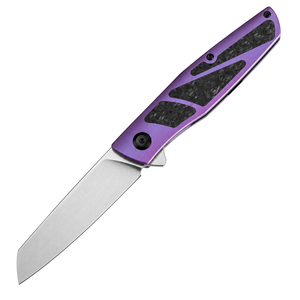 Navajas Plegables Ligeras con Mango con Incrustaciones en Negro y Morado y Hoja Satinada para Uso Diario y de Bolsillo - Product Image 1