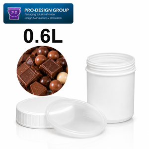 Cubo de Plástico de Grado Alimenticio de 0.6L con Tapa de Rosca para Envasado de Chocolate, Recipiente de Almacenamiento de Confitería de Boca Ancha - Product Image 1