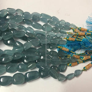 10mm 12mm 14mm Natural Milky <b>Blue</b> Aquamarine Smooth Tumble Nuggets Semi Precious Gemstone <b>Beads</b> Strand Supplier Best Price Now - Product Image 1
