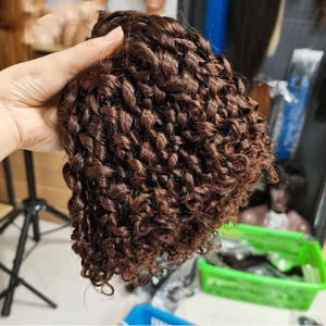 100% Remy Weft <b>Curly</b> Hair Highlighted Full Lace <b>Wig</b> Long <b>Brown</b> Natural <b>curly</b> Texture Human Weft Customizable - Product Image 4