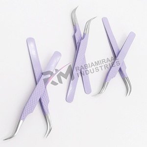Pince à cils RABIAMIRAAL INDUSTRIES en acier inoxydable, pointe lisse, précision, pointe courbée, manche revêtu violet, anti-magnétique - Product Image 5