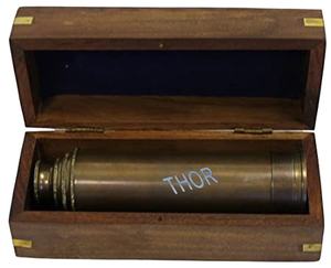 Telescopio pirata de mano antiguo de 15 \ "con caja de madera Latón náutico Spayglass Acabado antiguo para navegación y navegación - Product Image 1