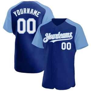 Maillot de baseball personnalisé pour homme, bleu, imprimé sérigraphié, anti-humidité, manches courtes, coupe classique, pour équipe adulte - Product Image 2