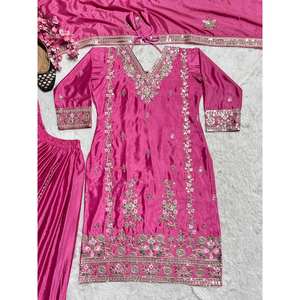 Conjunto de traje de mujer de diseñador con bordado y trabajo de secuencia de codificación - Product Image 6