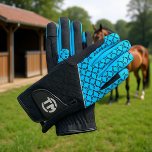 Gants d'équitation personnalisés pour femmes, dressage équestre, fermeture auto-agrippante, tissu extensible quadridirectionnel respirant, numériques - Product Image 3