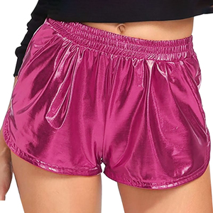 Shorts Sexys para Mujer con Estampado Dorado, Recubrimiento de PU, Diseño de Dibujos Animados y Lentejuelas, Cintura Elástica - Product Image 3