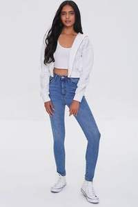 Sudadera con capucha corta para mujer, estilo casual, ligera, con cremallera frontal completa. - Product Image 4