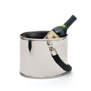 Cubo de hielo metálico de la mejor calidad con asa de cuerda marina, elegante enfriador de bebidas de sobremesa para vino, cerveza y licores, accesorio de bar. - Product Image 1