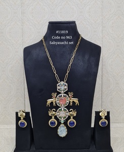Ensemble de collier statement 11819 avec motif animal et pierres en zircone cubique, plaqué or, pour femme, cadeau pour mariage ou fête. - Product Image 4