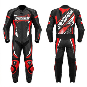 ชุดแข่งรถมอเตอร์ไซค์หนังแขนยาวสำหรับผู้ชาย Speedfreak แบบชิ้นเดียว ระบายอากาศได้ดี สีดำ แดง ขาว ดีไซน์ทันสมัย เหมาะสำหรับทุกฤดูกาล - Product Image 3