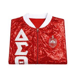 Delta Sigma Theta Red <b>Sequin</b> <b>Jacket</b> for Women Comfortable Fit Premium Fabric Greek Sorority Apparel Casual Wear - Product Image 6