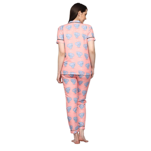 Ropa de dormir para mujer de diseño personalizado con impresión digital de calidad premium, ropa de dormir moderna con cuello vuelto estampado para mujer - Product Image 2