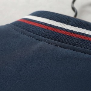 <b>Men's</b> <b>Navy</b> Blue Bomber <b>Jacket</b> Stand Collar Zipper Closure Casual Autumn Wear Regular Fit Solid Color Polyester Material - Product Image 5
