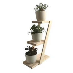 Estante de madera de 3 niveles para plantas, diseño minimalista para plantas verdes de interior, soporte para flores, acabado natural, soporte de madera para plantas - Product Image 1