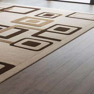Tapis géométrique carré moderne beige et marron, tapis luxueux tufté à la main, tapis de sol design pour salon, chambre à coucher, décoration intérieure - Product Image 4
