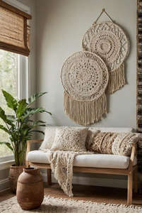 Tapiz de Yute Natural Hecho a Mano para Decoración Boho del Hogar y la Sala de Estar - Product Image 4