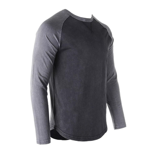 Wholesale Adult <b>Men's</b> <b>T</b> <b>Shirt</b> Gray Color Slim Fit <b>Long</b> <b>Sleeve</b> Casual Wear Raglan <b>T</b> <b>Shirt</b> For Summer - Product Image 3