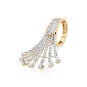 Luxury 18K <b>Gold</b> Diamond <b>Cocktail</b> <b>Ring</b> With Tassel Design Round Brilliant Cut Women's Fine Jewelry - Product Image 1