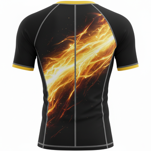 T-shirt de compression à manches courtes premium, sublimé, respirant, avec coutures renforcées, tissu durable, pour MMA, BJJ, surf et entraînement. - Product Image 2