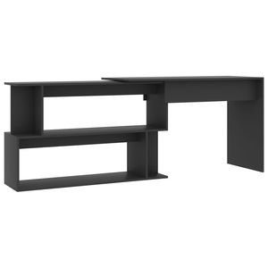 Escritorio de esquina de madera de ingeniería gris 78,7 "x 19,7" x 29,9 "para uso en computadora - Product Image 2