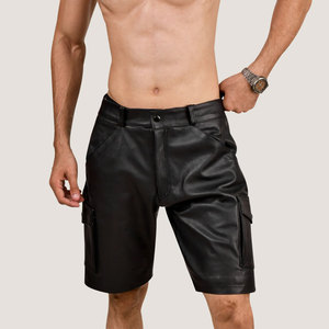 บริการ OEM ราคาสมเหตุสมผล กางเกงขาสั้นหนังสำหรับผู้ชาย สไตล์ล่าสุด ออกแบบเองได้ กางเกงขาสั้นหนังสตรีทแวร์ผู้ชาย ขายส่ง - Product Image 1