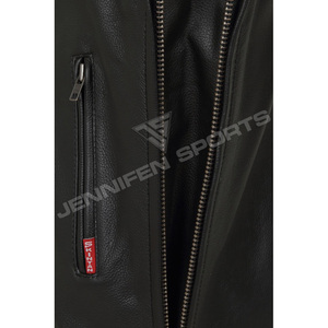 Chaqueta de cuero de vaca para hombre, sin cuello, transpirable, para ocio al aire libre, motocicleta, con cremallera, para primavera y verano - Product Image 4