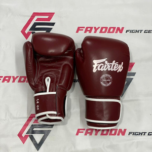 ถุงมือชกมวย Fairtex แบบสั่งทำพิเศษ สีแดงเบอร์กันดี แบบรัดสายรัดตีนตุ๊กแก ราคาโรงงานขายส่ง - Product Image 1