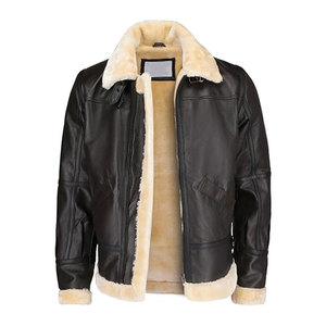 Veste aviateur en peau de mouton véritable pour homme, veste bomber en cuir véritable, doublure en fourrure de mouton véritable, veste en cuir classique chaude pour l'hiver - Product Image 1