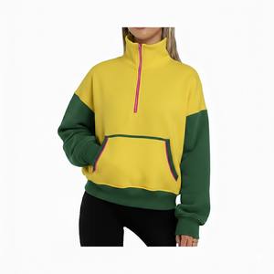 Sudadera Deportiva Personalizada para Mujer, Invierno 2026, Transpirable, Cuello Alto con Media Cremallera, Diseño de Parches, Manga Larga, Bolsillo Tipo Canguro - Product Image 1