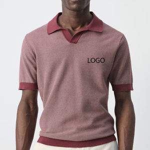 Design tendance à manches courtes avec logo personnalisé / Polo en coton de haute qualité pour homme, col classique plié - Product Image 1
