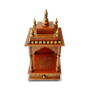 Templo de Madera Pintado a Mano con Detalles en Cobre, Mini Templo Tradicional para Pooja, de Pie o de Sobremesa, para Bodas y Cumpleaños - Product Image 6