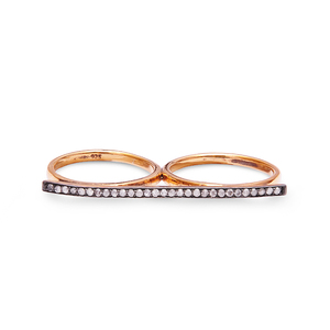Bague victorienne REYES artisanale en argent sterling 925 avec deux diamants naturels pour femme, bijoux personnalisés en rhodium noir - Product Image 1