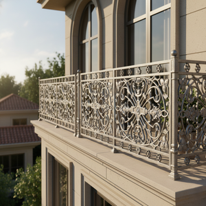Frameless <b>Adjustable</b> Aluminum Heavy Duty Cast Iron Balcony Stair Railing Home Balcony Decorative Architectural Modern Panel G... - Product Image 1