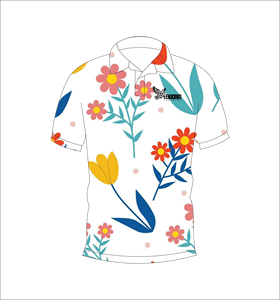 เสื้อโปโลลายดอกไม้ศิลปะแบบกำหนดเอง เสื้อโปโลพิมพ์ลายสำหรับกอล์ฟ แขนสั้น เสื้อผ้ากีฬาทีมลำลอง - Product Image 4
