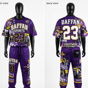 High Quality Polyester Mesh Jersey And <b>Pant</b> Set Purple Black Street Style Panels Custom Printed Logo Mesh Jersey and <b>pant</b> men's - Product Image 5