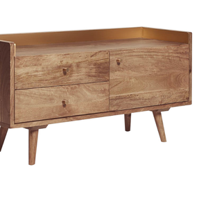 Mueble para TV Pequeño de Madera de Mango Estilo Mediados de Siglo con Detalles en Latón (Personalización OEM) - Product Image 2