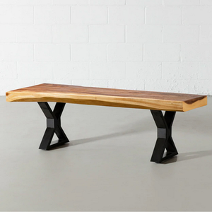 Metal Frame Wooden <b>Bench</b> with Minimalist Design For Home Furniture and Garden Set Decoration - Product Image 1