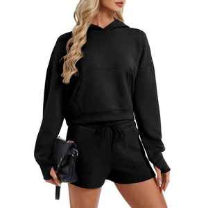 Ensemble de survêtement streetwear style américain pour femme, sweat à capuche zippé délavé et short déchiré avec doublure polaire, ensemble sport décontracté 2 pièces - Product Image 6