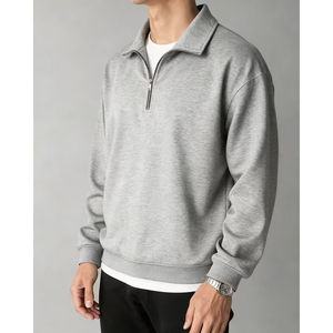 <b>Plain</b> Men Half Zip Pullover <b>Sweatshirt</b> Cotton Fleece Oversized Winter Fashion USA Clothing Supplier - Product Image 3