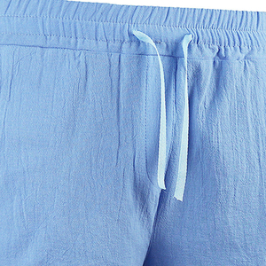 Pantalones Cortos de Lino y Algodón para Hombre, Casuales, con Cordón Ajustable, Cintura Elástica, para Playa, Verano, Transpirables, Corte Holgado - Product Image 5