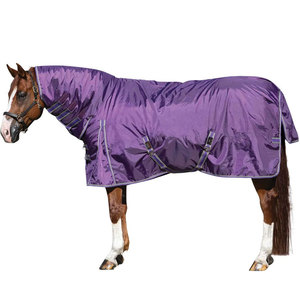 Couverture de cheval imperméable rouge avec couvre-cou et fermeture Velcro, longueur intégrale, pour l'équitation - Product Image 5