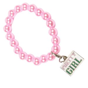 Bracelet Perles Roses AKA avec Breloque Fille Mignonne, Bijou de Poignet Élégant Perlé, Accessoire de Mode Féminin, Cadeau Inspiré des Sororités - Product Image 4